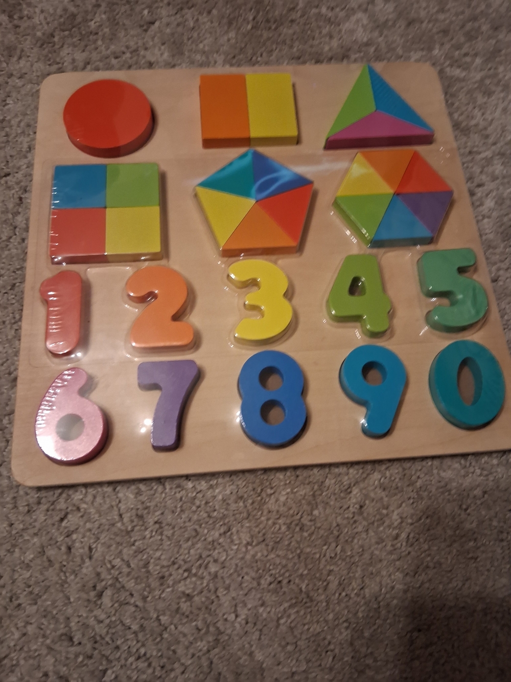 Wooden Number & Shape Puzzle Board - Multicolor Learning Toy